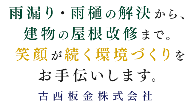 雨漏り・雨樋の解決から、建物の屋根改修まで。
